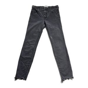 Madewell 9" Skinny Jeans Size 26 Berkeley Black Button Fly Chewed Frayed Hem